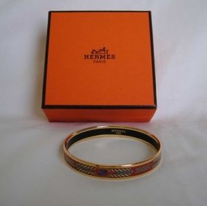 Hermes Bangle Bracelet Red/Gold enamel